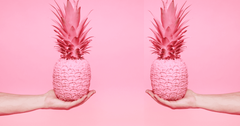 two pink pineapples being held in an outstreached hand on a pink background Wholesome IVF and fertility memes for when you’re feeling fragile