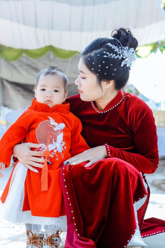 chinese woman and baby